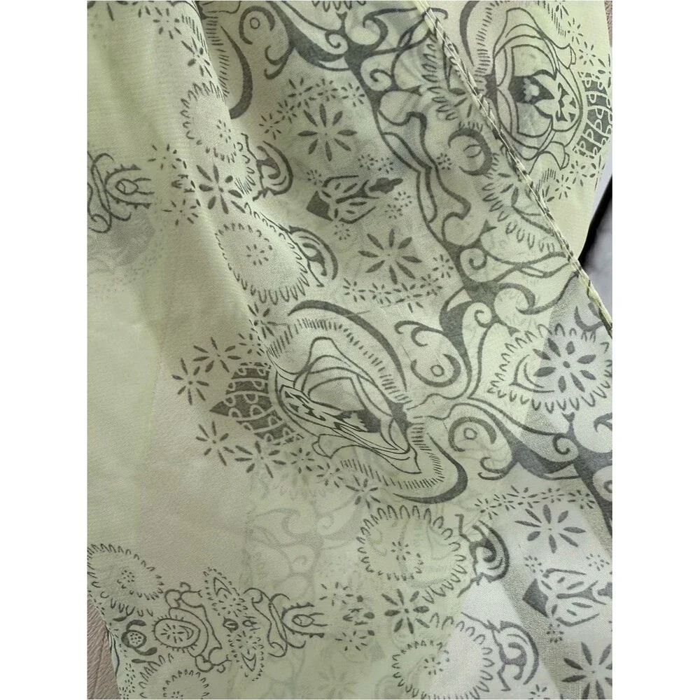 Unbranded Light Green Sheer Paisley Medallion Long Scarf Accessory Wrap Shawl